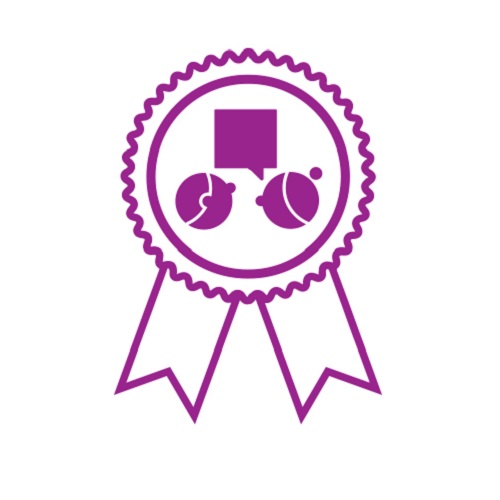 KTI_Consultancy of the Year Award Icon_Purple_Without Names 500x500 KTI Consultancy of the Year Award - Purple and White Badge Icon with Icons of Man and Woman talking, a Purple Speech Bubble Above their Heads